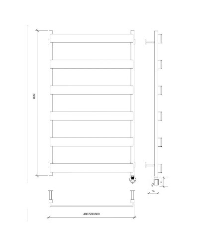 Полотенцесушитель электрический 870х630 ТЭН правый Secado Кродо 4673739252383