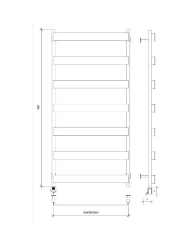 Полотенцесушитель электрический 1070х430 ТЭН левый Secado Кродо 4673739252277