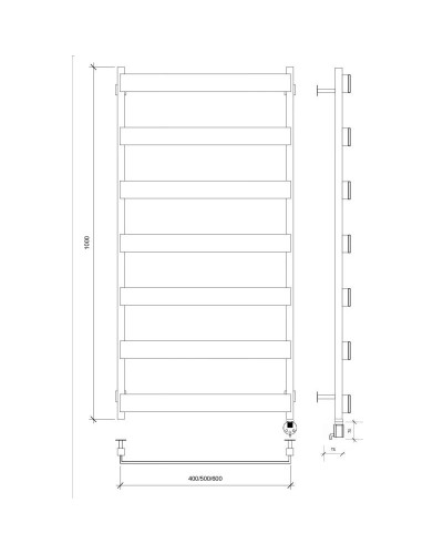 Полотенцесушитель электрический 1070х630 ТЭН правый Secado Кродо 4673739252413