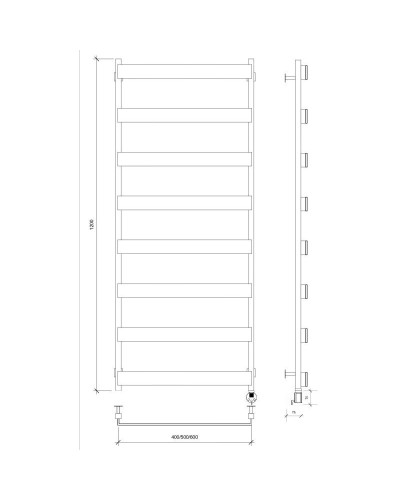 Полотенцесушитель электрический 1270х430 ТЭН правый Secado Кродо 4673739252420