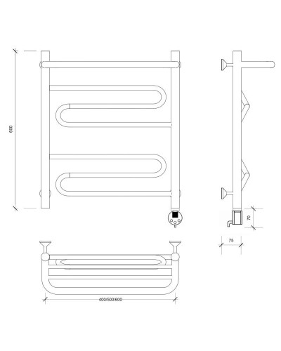 Полотенцесушитель электрический 670х532 ТЭН правый Secado Валенсия 1СП 4603759408262