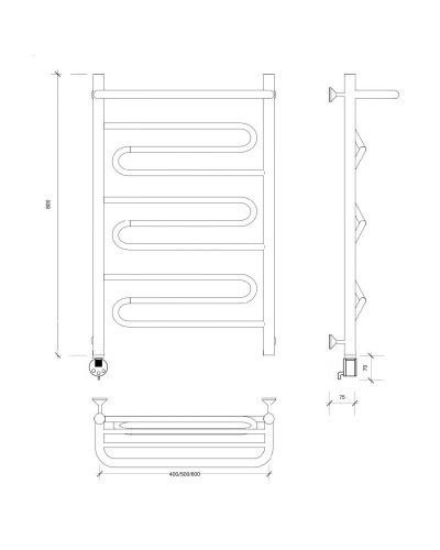 Полотенцесушитель электрический 870х632 ТЭН левый Secado Валенсия 1СП 4603777453794