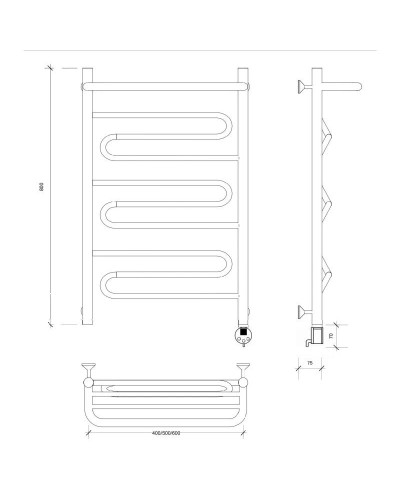 Полотенцесушитель электрический 870х632 ТЭН правый Secado Валенсия 1СП 4603777453800