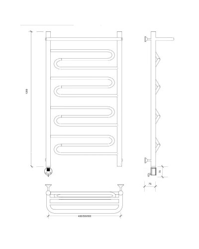 Полотенцесушитель электрический 1270х532 ТЭН левый Secado Валенсия 1СП 4603759405490