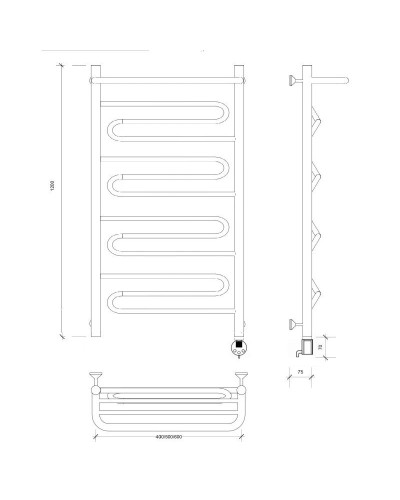 Полотенцесушитель электрический 1270х632 ТЭН правый Secado Валенсия 1СП 4603777453886