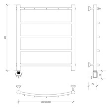 Полотенцесушитель электрический 670х632 ТЭН левый Secado Милан 1К 4603777450939