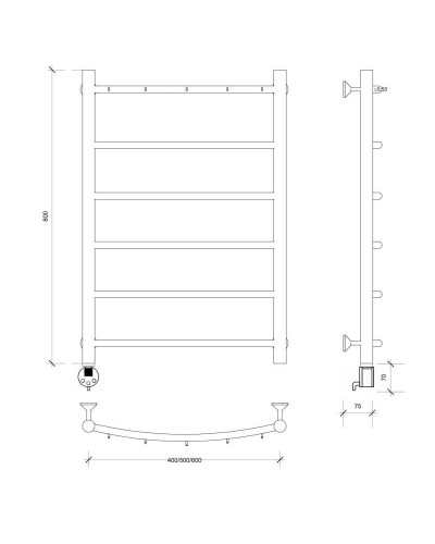 Полотенцесушитель электрический 870х432 ТЭН левый Secado Милан 1К 4603777450953