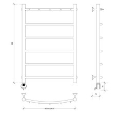 Полотенцесушитель электрический 870х532 ТЭН левый Secado Милан 1К 4603759403090