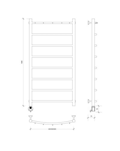 Полотенцесушитель электрический 1070х532 ТЭН левый Secado Милан 1К 4603759403113