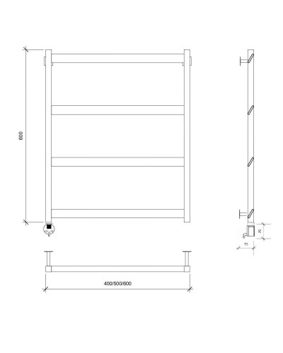 Полотенцесушитель электрический 670х630 ТЭН левый Secado Комано Grado 4673739251874