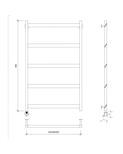 Полотенцесушитель электрический 870х430 ТЭН левый Secado Комано Grado 4673739251881
