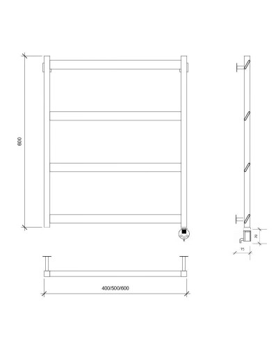 Полотенцесушитель электрический 670х430 ТЭН правый Secado Комано Grado 4673739251973