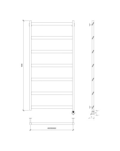 Полотенцесушитель электрический 1070х630 ТЭН правый Secado Комано Grado 4673739252055