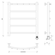 Полотенцесушитель электрический 670х432 ТЭН правый Secado Милан 1К 4603777450922