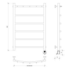 Полотенцесушитель электрический 870х632 ТЭН правый Secado Милан 1К 4603777450984