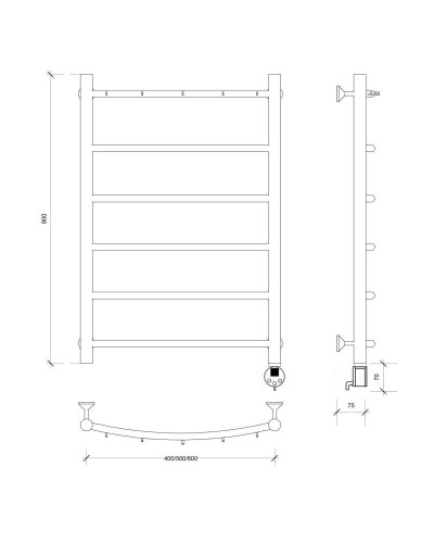 Полотенцесушитель электрический 870х632 ТЭН правый Secado Милан 1К 4603777450984