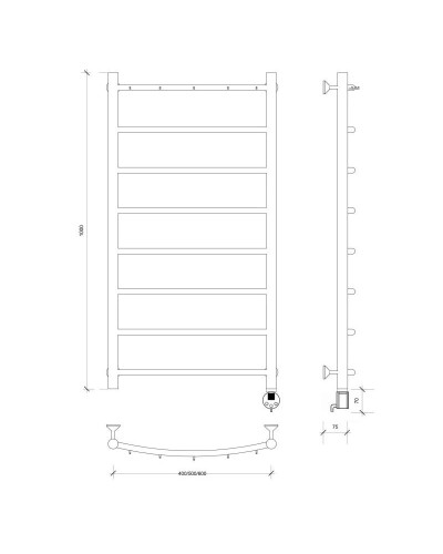Полотенцесушитель электрический 1070х532 ТЭН правый Secado Милан 1К 4603759408941
