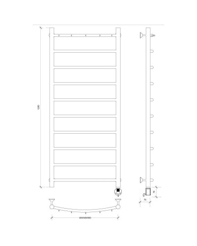 Полотенцесушитель электрический 1270х432 ТЭН правый Secado Милан 1К 4603777451042