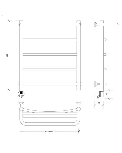 Полотенцесушитель электрический 670х632 ТЭН левый Secado Милан 1СП 4603777451097