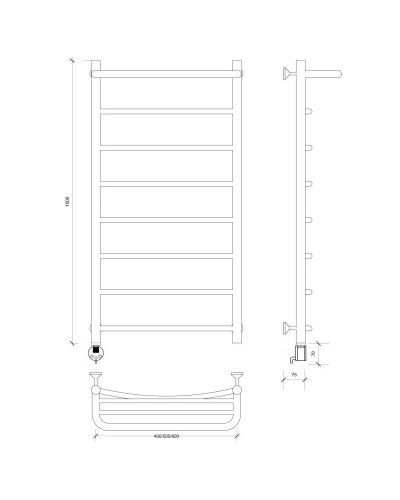Полотенцесушитель электрический 1070х632 ТЭН левый Secado Милан 1СП 4603777451172