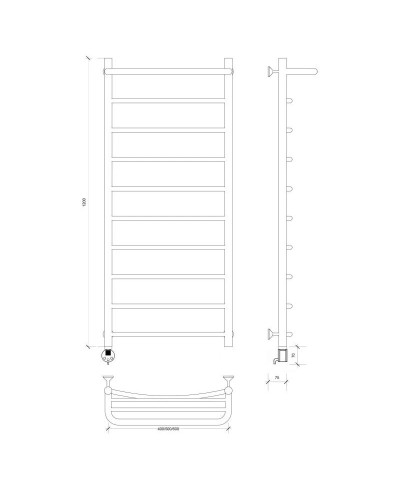 Полотенцесушитель электрический 1270х532 ТЭН левый Secado Милан 1СП 4603759406336
