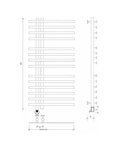 Полотенцесушитель электрический 870х700 ТЭН левый Secado Коредо 4673739253731