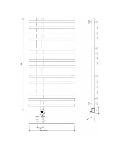 Полотенцесушитель электрический 870х600 ТЭН правый Secado Коредо 4673739253816