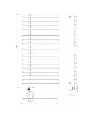 Полотенцесушитель электрический 1270х700 ТЭН левый Secado Коредо 4673739253793