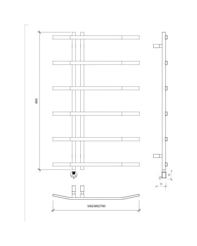 Полотенцесушитель электрический 870х500 ТЭН левый Secado Милето 4673739253441