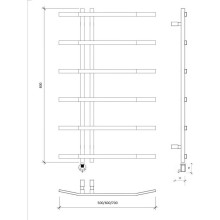 Полотенцесушитель электрический 870х600 ТЭН левый Secado Милето 4673739253458
