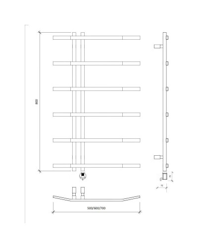 Полотенцесушитель электрический 870х600 ТЭН правый Secado Милето 4673739253540