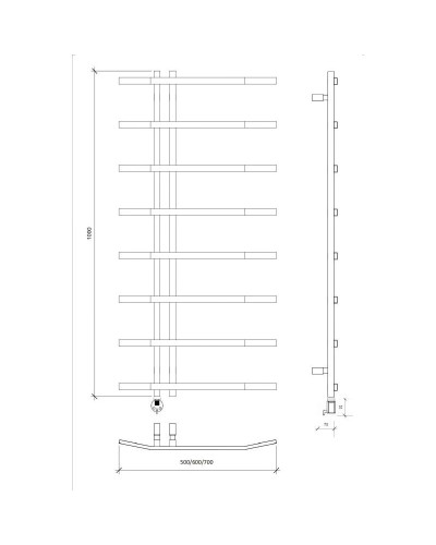 Полотенцесушитель электрический 1070х600 ТЭН левый Secado Милето 4673739253489