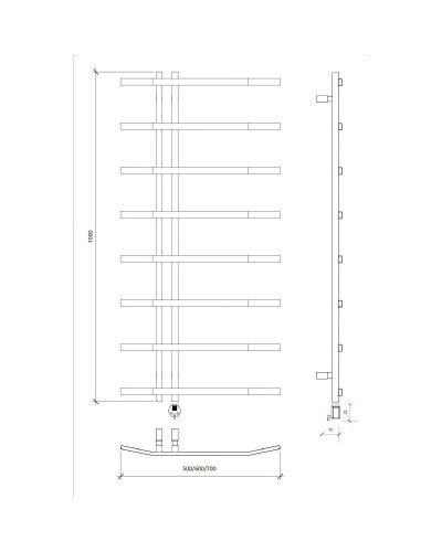 Полотенцесушитель электрический 1070х600 ТЭН правый Secado Милето 4673739253571