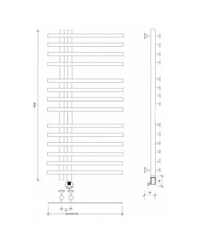 Полотенцесушитель электрический 1070х700 ТЭН правый Secado Коредо 4673739253854