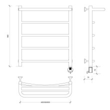 Полотенцесушитель электрический 670х532 ТЭН правый Secado Милан 1СП 4603759408965