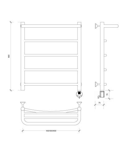 Полотенцесушитель электрический 670х532 ТЭН правый Secado Милан 1СП 4603759408965