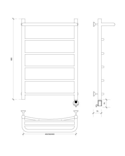 Полотенцесушитель электрический 870х432 ТЭН правый Secado Милан 1СП 4603777451127