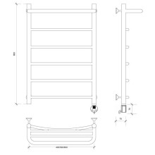 Полотенцесушитель электрический 870х532 ТЭН правый Secado Милан 1СП 4603759408972