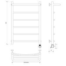 Полотенцесушитель электрический 870х632 ТЭН правый Secado Милан 1СП 4603777451141