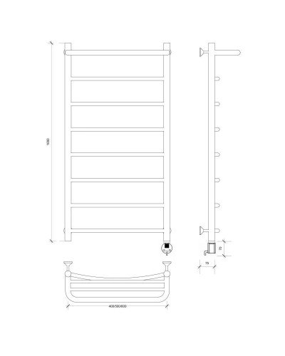 Полотенцесушитель электрический 1070х632 ТЭН правый Secado Милан 1СП 4603777451189
