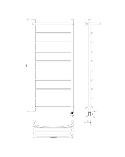 Полотенцесушитель электрический 1270х632 ТЭН правый Secado Милан 1СП 4603777451226