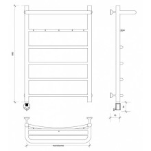 Полотенцесушитель электрический 870х632 ТЭН левый Secado Милан 1КСП 4603777451295