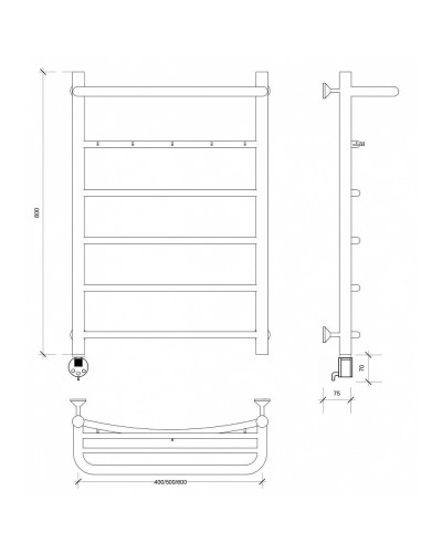Полотенцесушитель электрический 870х632 ТЭН левый Secado Милан 1КСП 4603777451295
