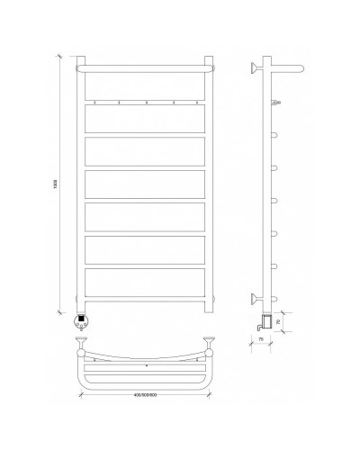 Полотенцесушитель электрический 1070х532 ТЭН левый Secado Милан 1КСП 4603759403199