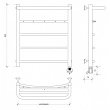 Полотенцесушитель электрический 670х532 ТЭН правый Secado Милан 1КСП 4603759409009