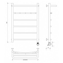 Полотенцесушитель электрический 870х432 ТЭН правый Secado Милан 1КСП 4603777451288