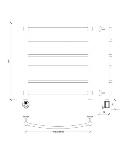 Полотенцесушитель электрический 670х432 ТЭН левый Secado Милан 2 4603777451394