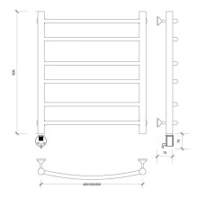 Полотенцесушитель электрический 670х532 ТЭН левый Secado Милан 2 4603759406398