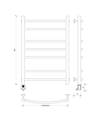 Полотенцесушитель электрический 870х532 ТЭН левый Secado Милан 2 4603759403212