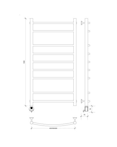 Полотенцесушитель электрический 1070х632 ТЭН левый Secado Милан 2 4603777451493